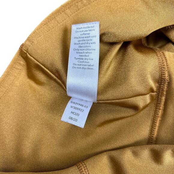Athleta Elation Shine Tights Leggings Tuscan Gold Metallic Yellow Size XL Yoga - Picture 8 of 9